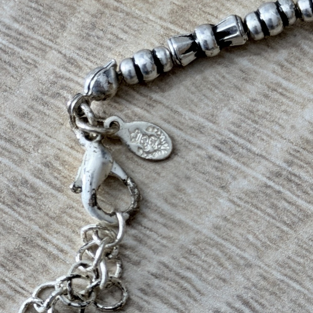 Silver Tone‎ Beaded Pendant Necklace Minimalist Y2K Indie Clean Girl Style Charm - Picture 5 of 7